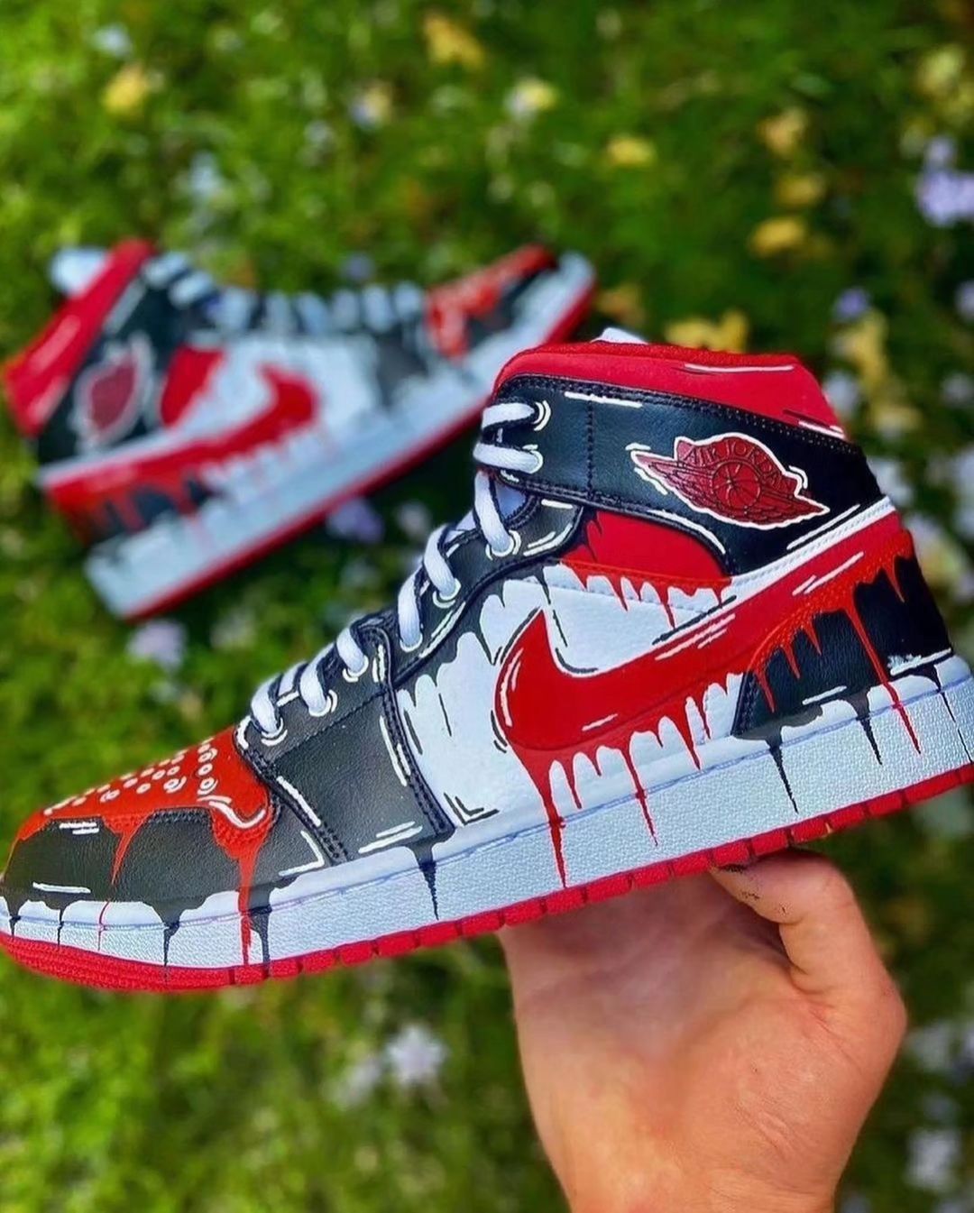 Custom Air Jordan 1 Red Black Dripping