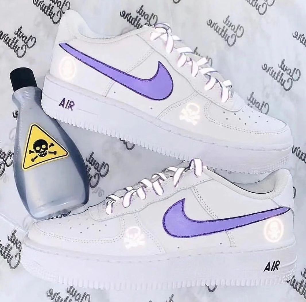 Custom Air Force 1 Purple Swoosh White