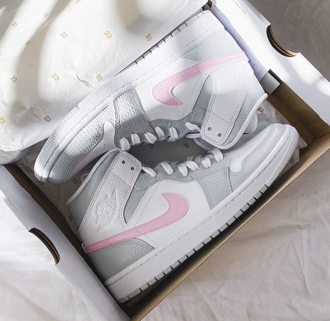 Custom Air Jordan 1 Grey Pink White