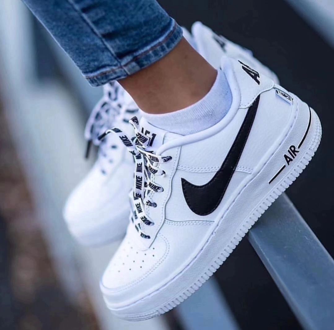 Custom Air Force 1 Black Swoosh White