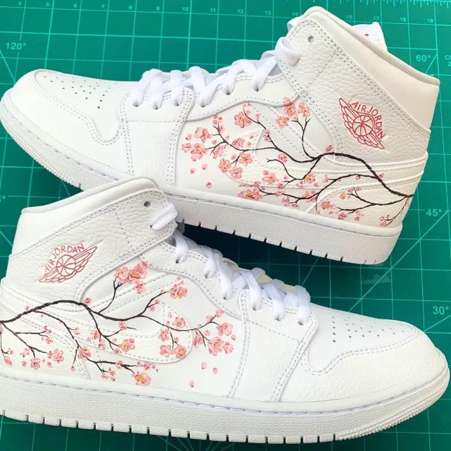 Custom Air Jordan 1 Branches With Pink Flowers