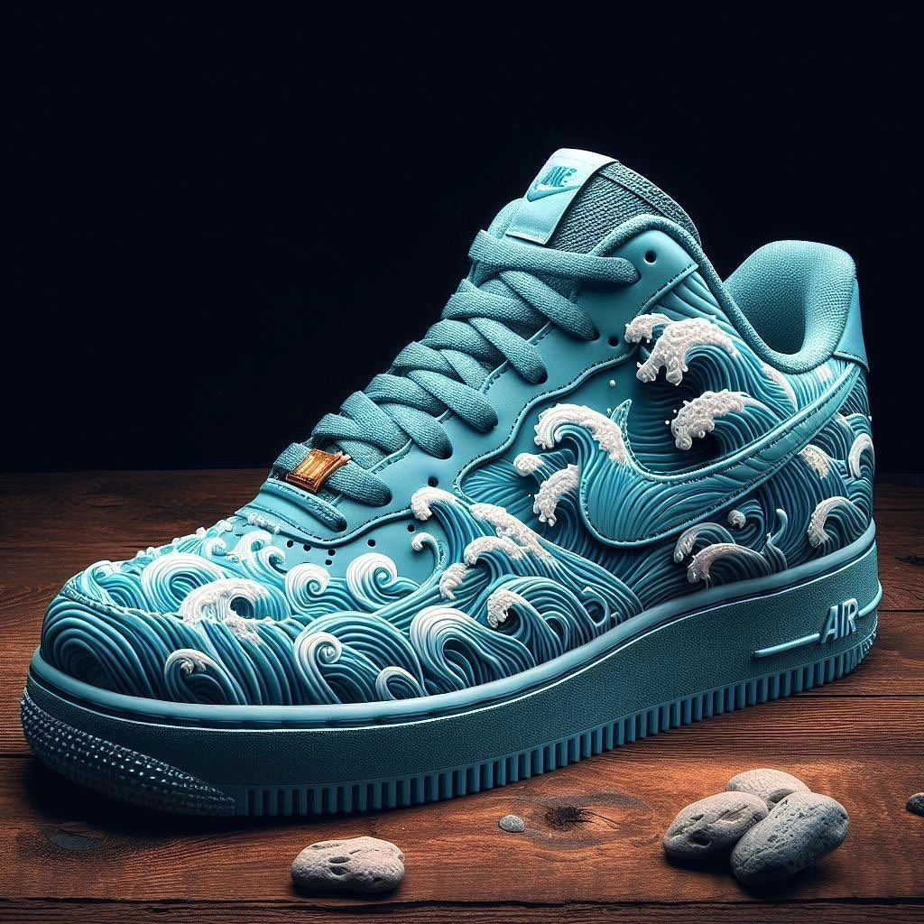 Custom Nike Air Force 1 Blue Wave