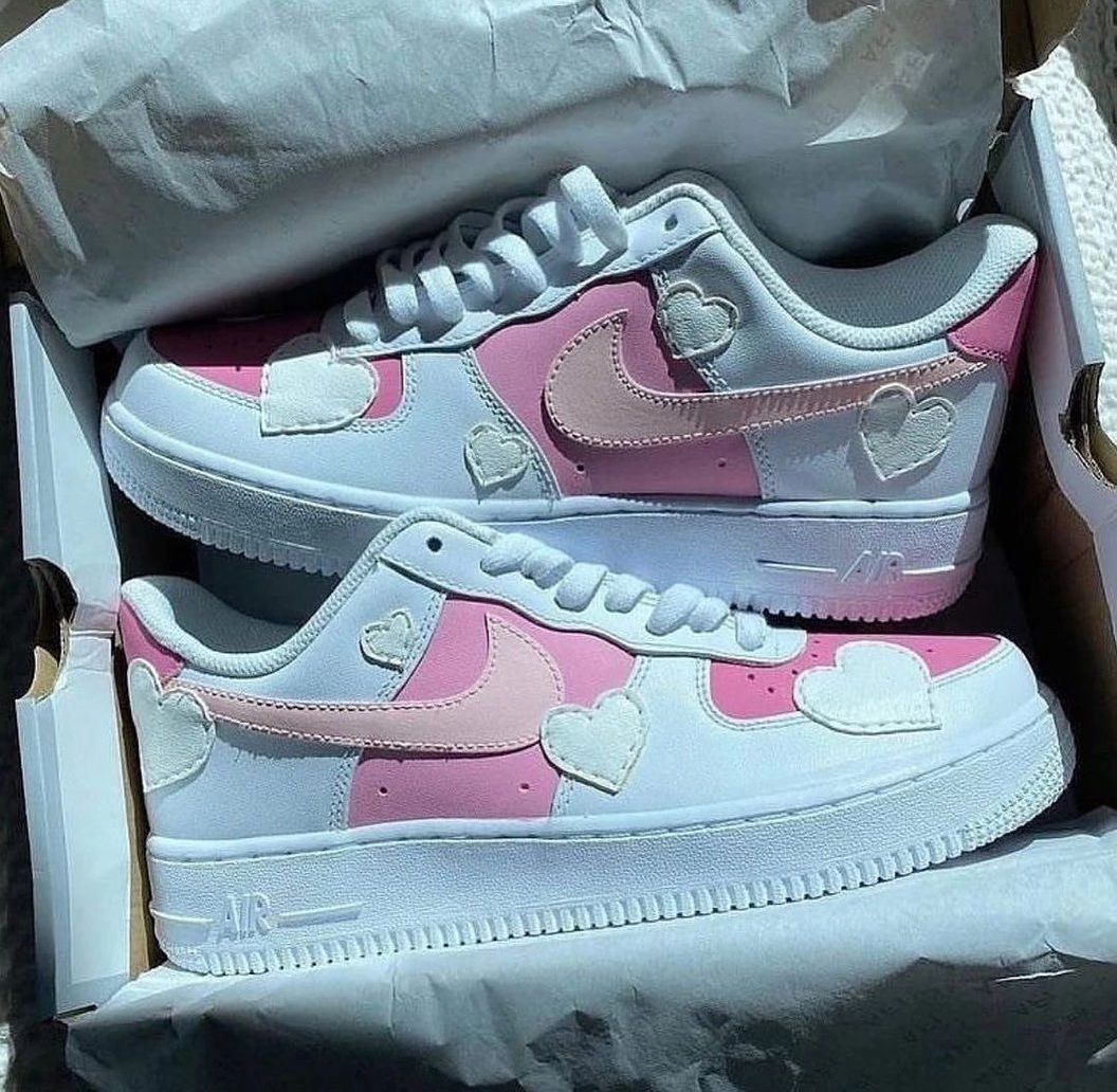 Custom Air Force 1 Heart Sticker Pink