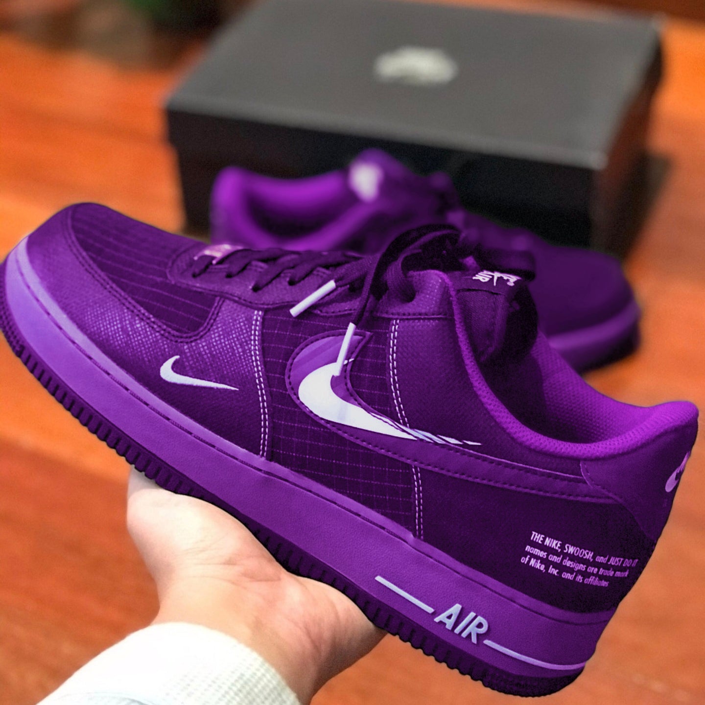 Custom Air Force 1 Purple White Fonts Grid