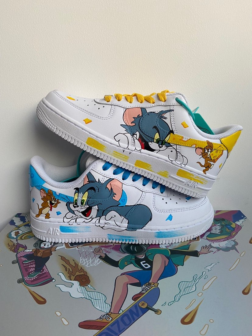 Custom Air Force 1 White With Tom And Jerry Cartoon Patterns