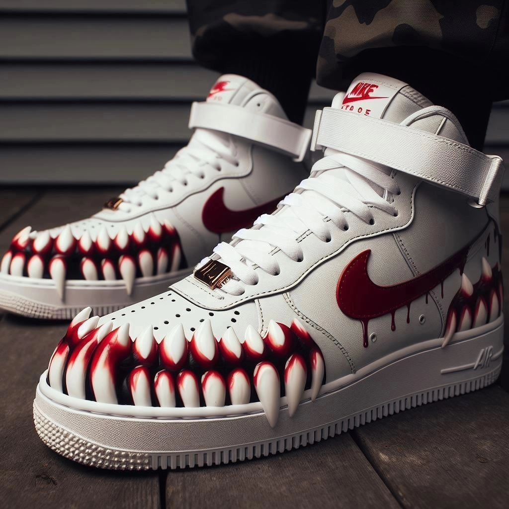 Custom Air Force 1 White Teeth Red