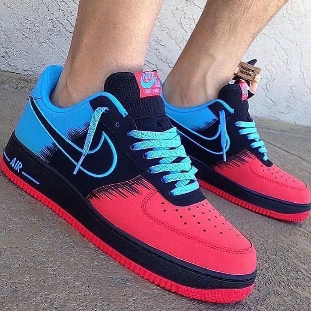 Custom Air Force 1 Pink Black Blue