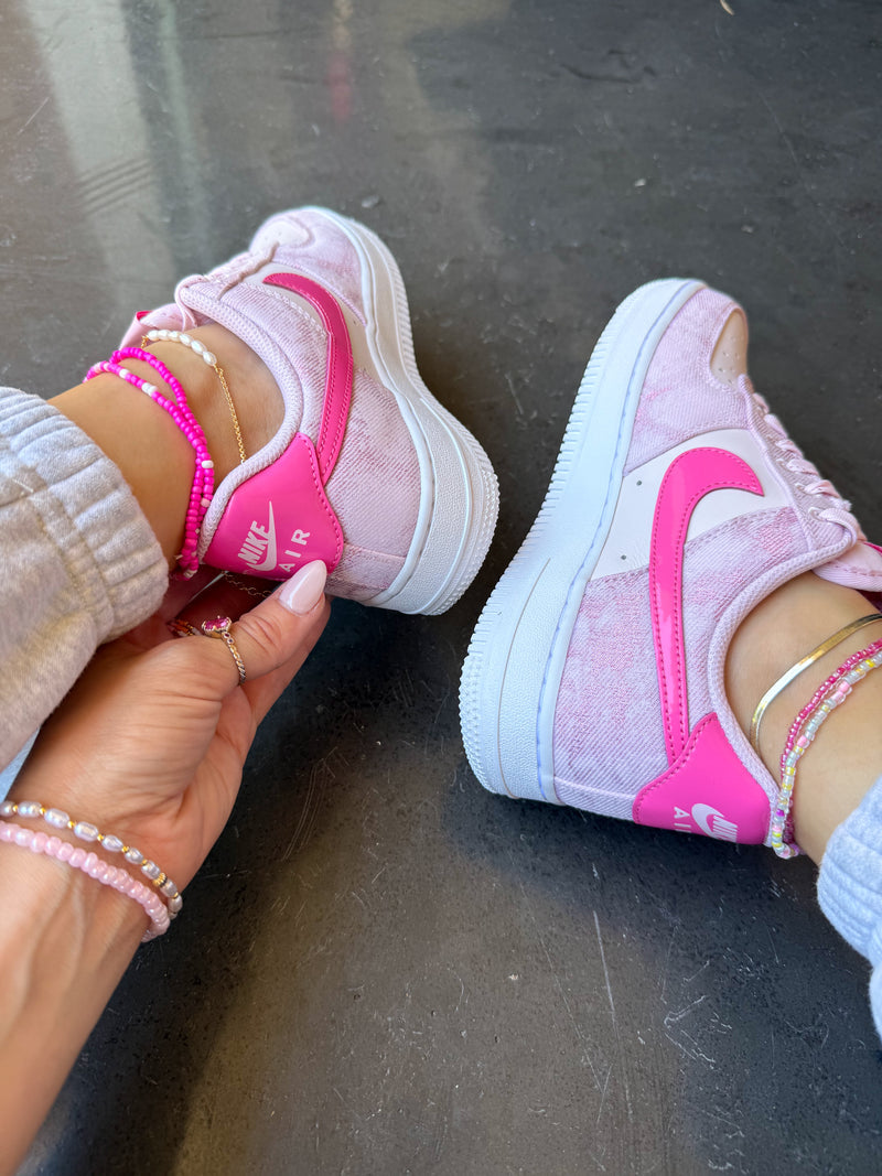 Pink Hand Painted Custom Air Force 1 Sneakers