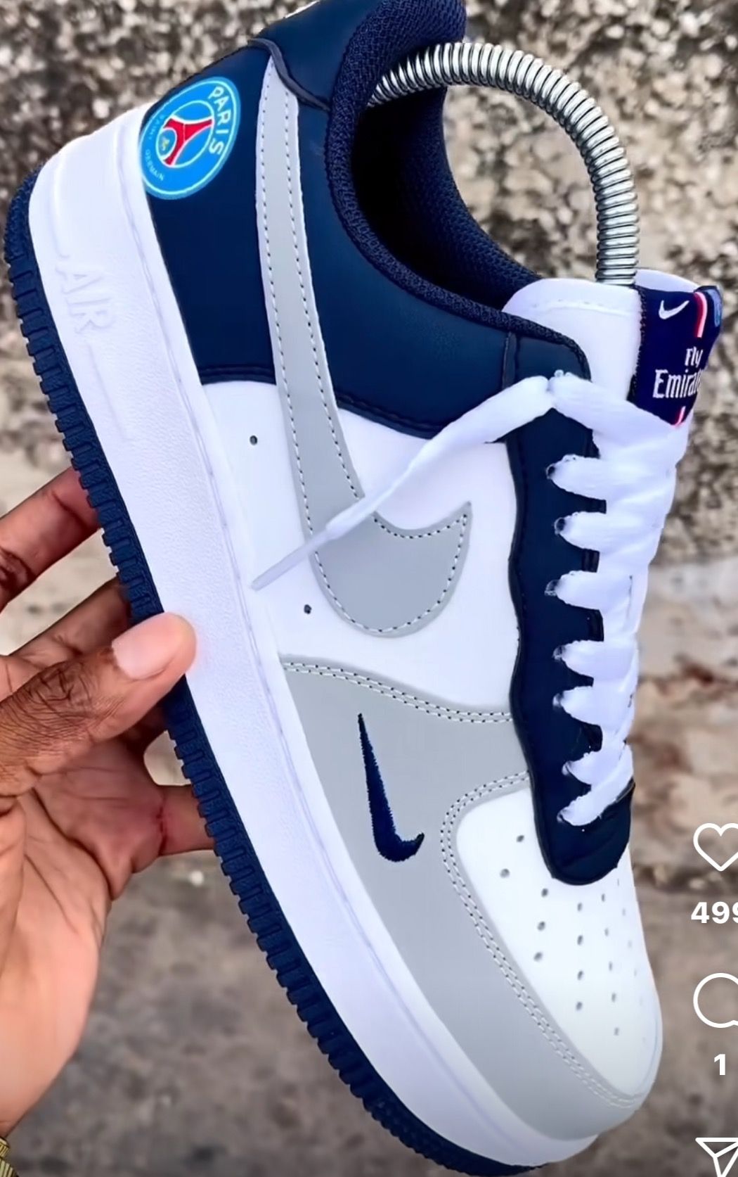 Hand Painted Custom Navy & White Air Force 1 Sneakers