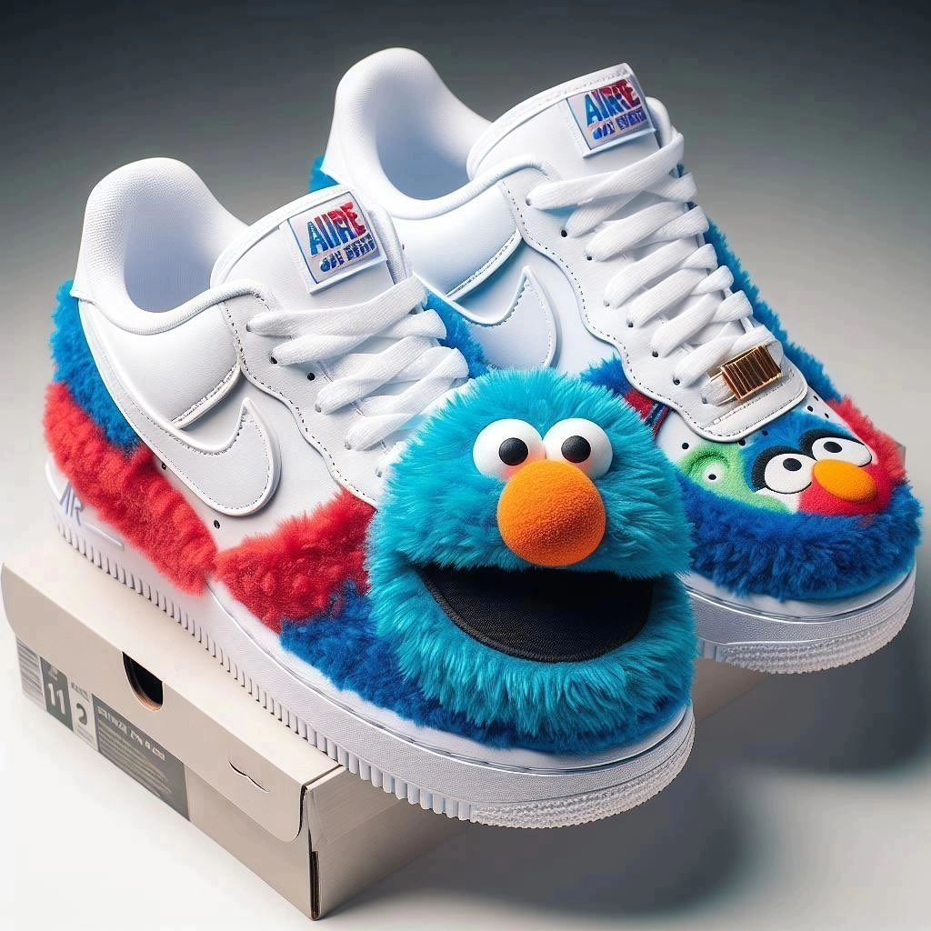 Custom Air Force 1 Red Blue Hairy