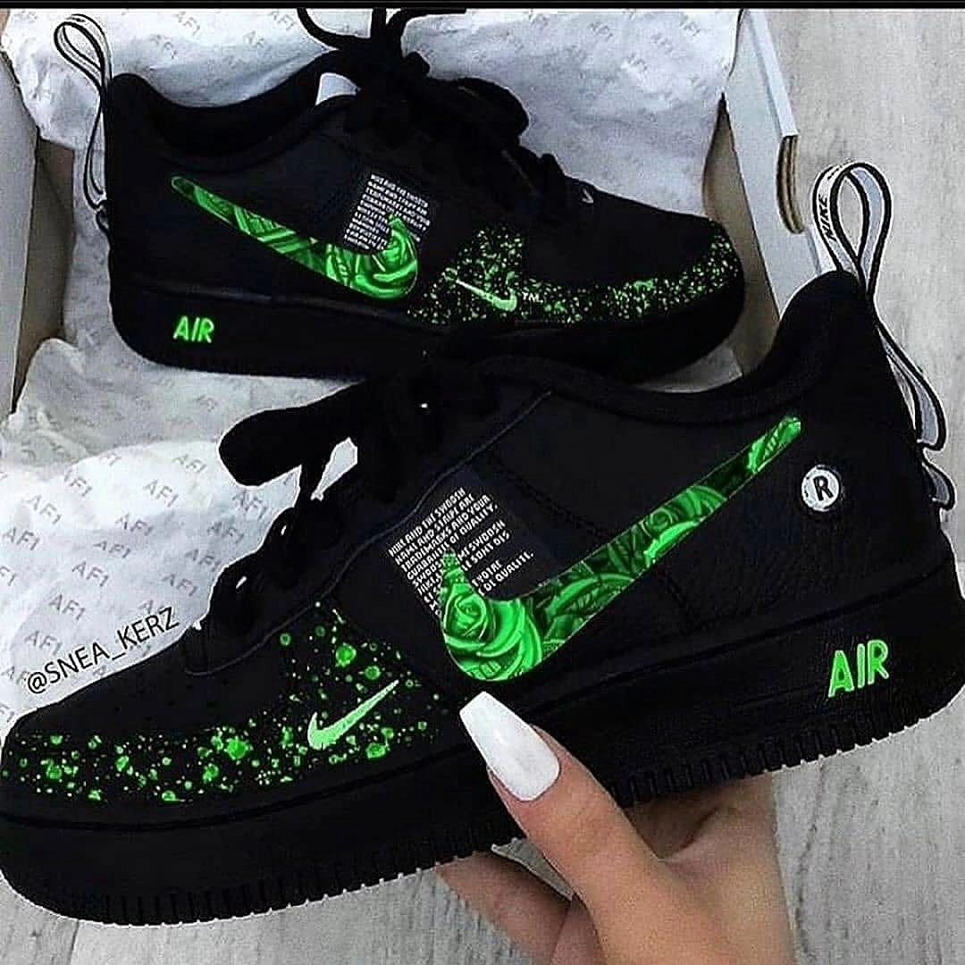 Custom Air Force 1 Green Flower Font