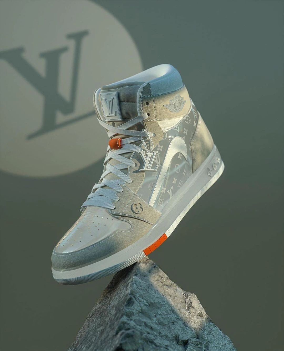 Custom Air Jordan 1 Lv Logo Gray Reverse Swoosh