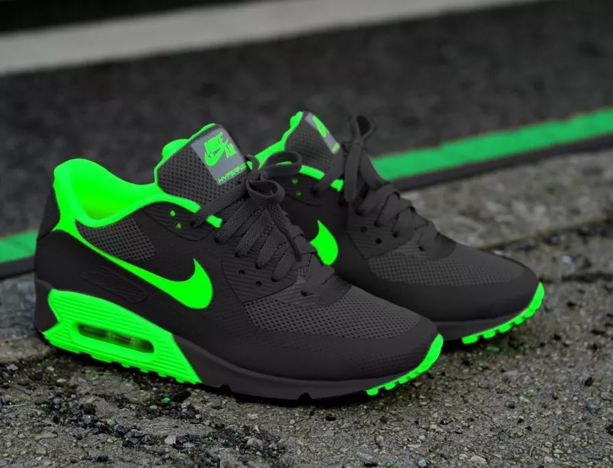 Custom Hand Painted Black Neon Green Air Max Sneakers