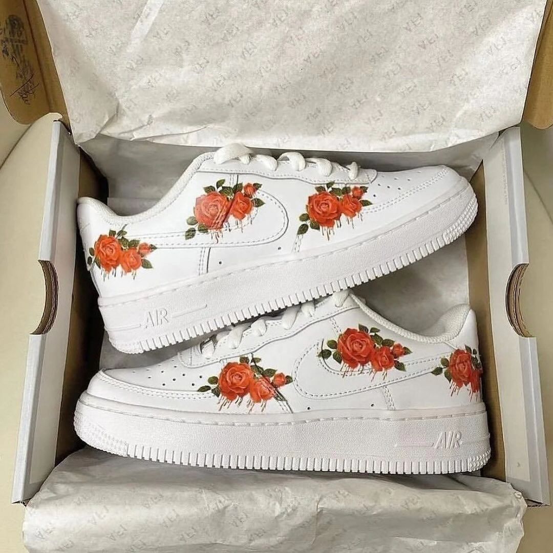Custom Air Force 1 Red Rose Painted