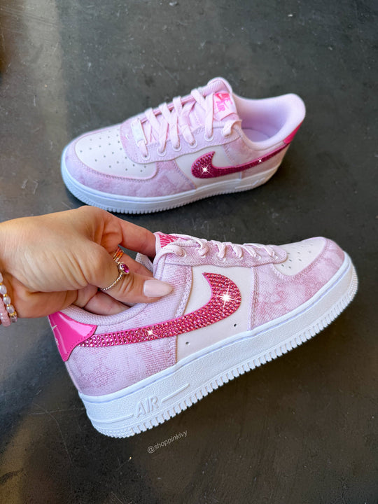 Handmade Pink Rhinestone Custom Air Force 1 Sneakers
