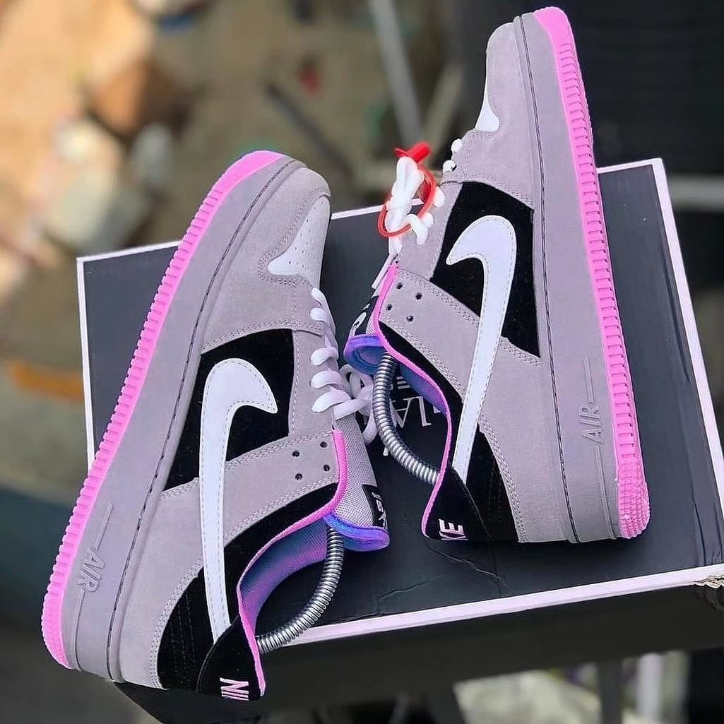 Custom Air Force 1 Black White Pink