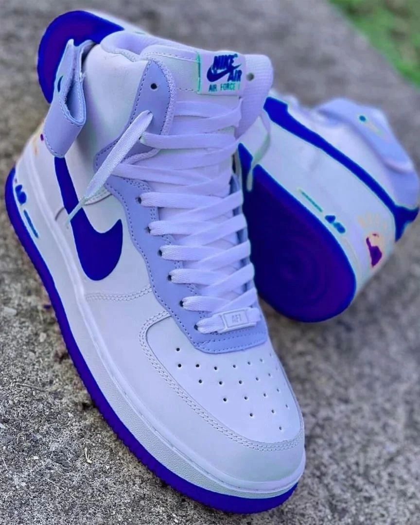 Custom Air Force 1 Blue Swoosh Gray