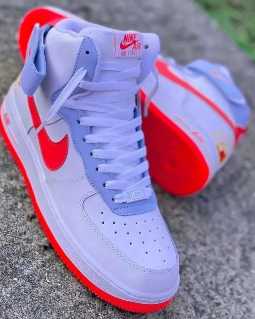 Custom Air Force 1 Red Swoosh Gray