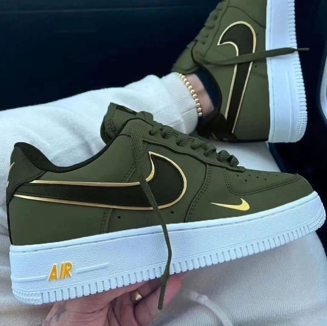 Custom Air Force 1 Green Dark Swoosh