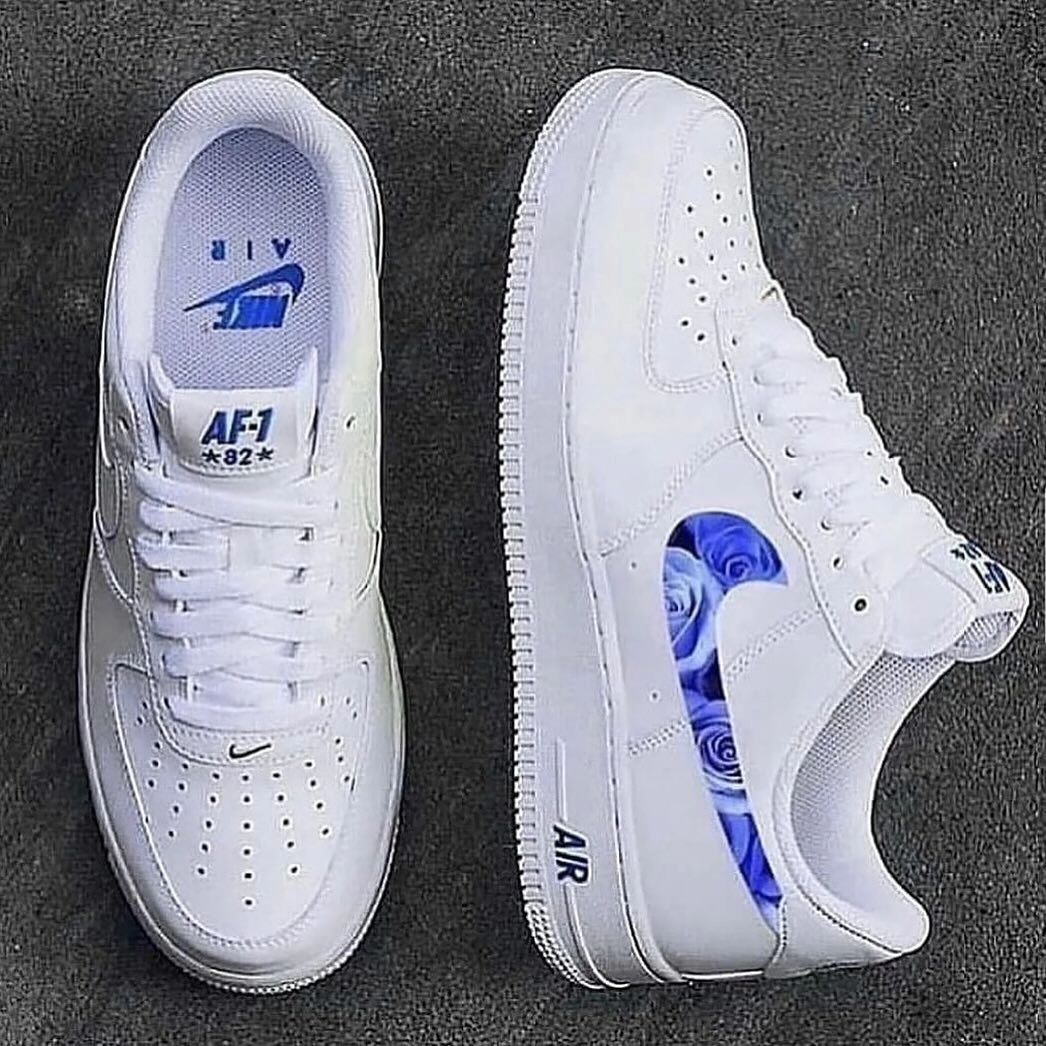 Custom Air Force 1 Blue Rose Swoosh