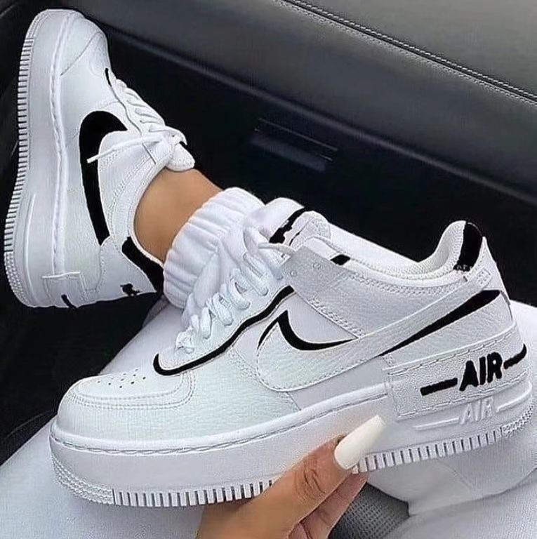 Custom Air Force 1 Slanted Shadow Black