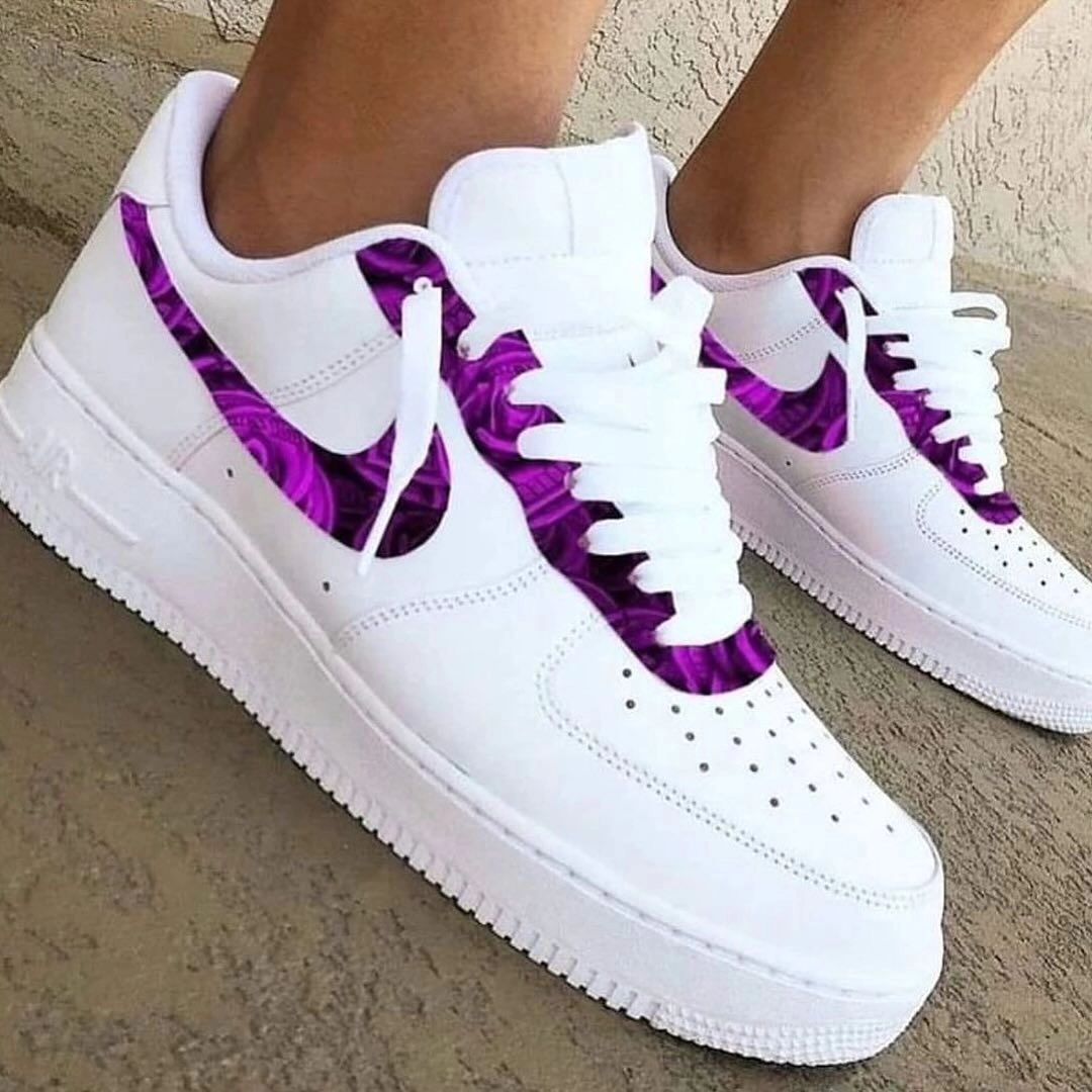 Custom Air Force 1 Purple Rose Swoosh