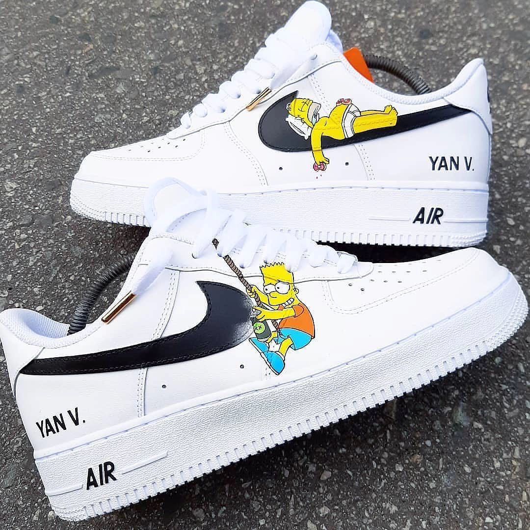 Custom Air Force 1 Black Swoosh Yellow Cartoon Role