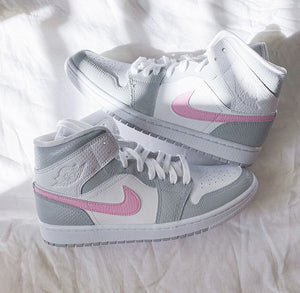 Custom Air Jordan 1 Grey Pink White