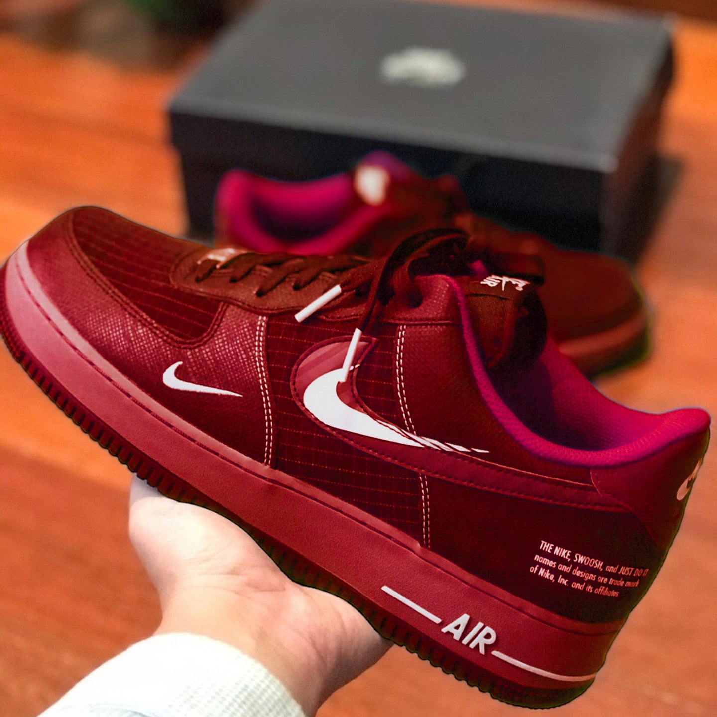 Custom Air Force 1 Red White Fonts Grid