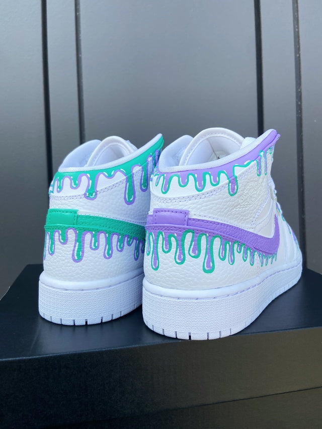 Custom Air Jordan 1 Green Purple Drip