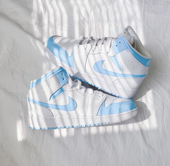 Custom Air Jordan 1 White Blue