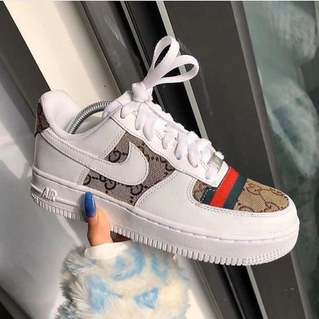 Custom Nike Air Force 1 Guci Logo Brown