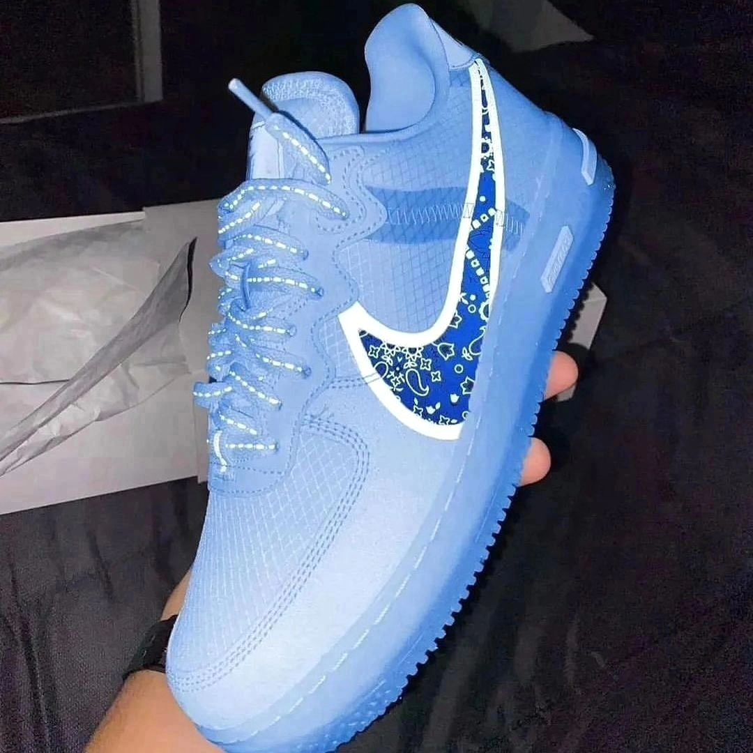 Custom Af1 Blue Custom Air Force 1 Blue Flower Pattern Swoosh – Lilaccustom