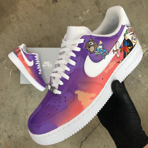 Custom Air Force 1 Red-purple Gradient Cartoon