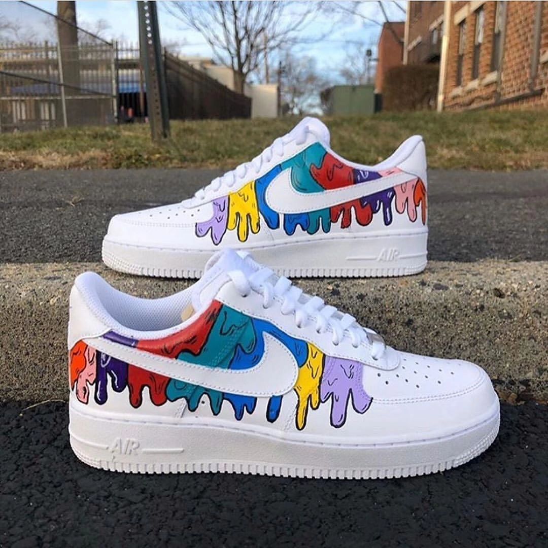 Custom Air Force 1 Dripping Purple Green Blue Red
