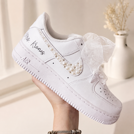 Custom Air Force 1 Wedding Sneaker, Gift for her, Custom White Wedding shoes