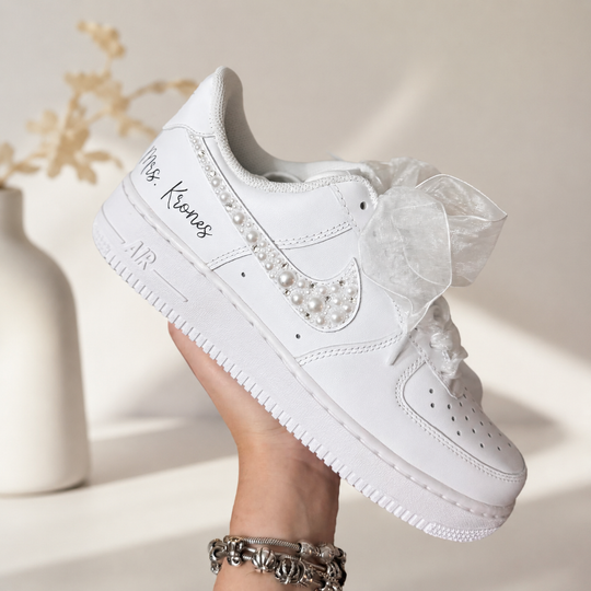 Custom Air Force 1 Wedding Sneaker, Gift for her, Custom White Wedding shoes