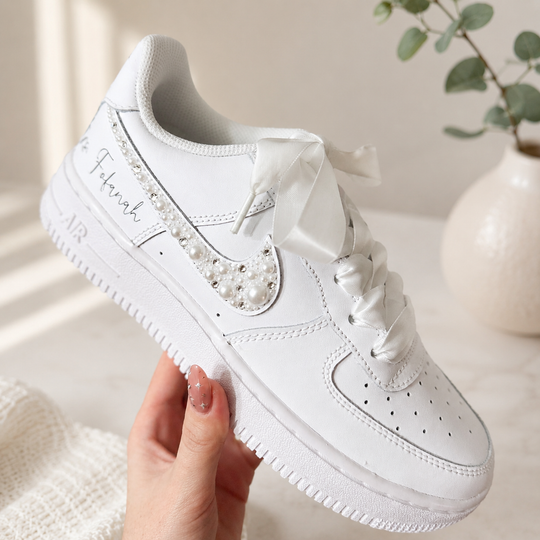 Custom Air Force 1 Wedding Sneaker, Gift for her, Custom White Wedding shoes