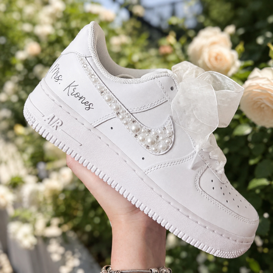 Custom Air Force 1 Wedding Sneaker, Gift for her, Custom White Wedding shoes