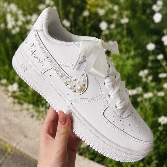 Custom Air Force 1 Wedding Sneaker, Gift for her, Custom White Wedding shoes
