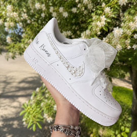 Custom Air Force 1 Wedding Sneaker, Gift for her, Custom White Wedding shoes