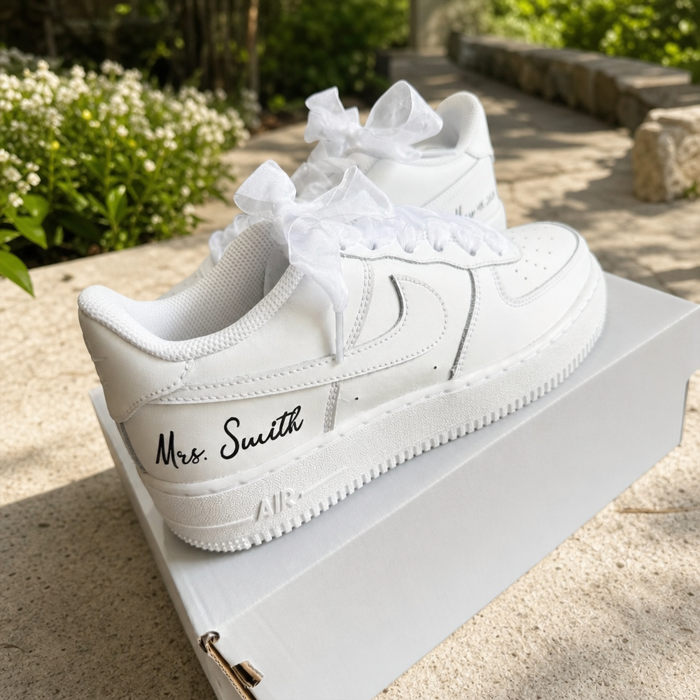 Custom Air Force 1 Wedding Sneaker, Gift for her, Custom White Wedding shoes