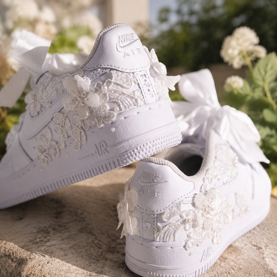 Custom Air Force 1 Wedding Sneaker, Gift for her, Custom White Wedding shoes