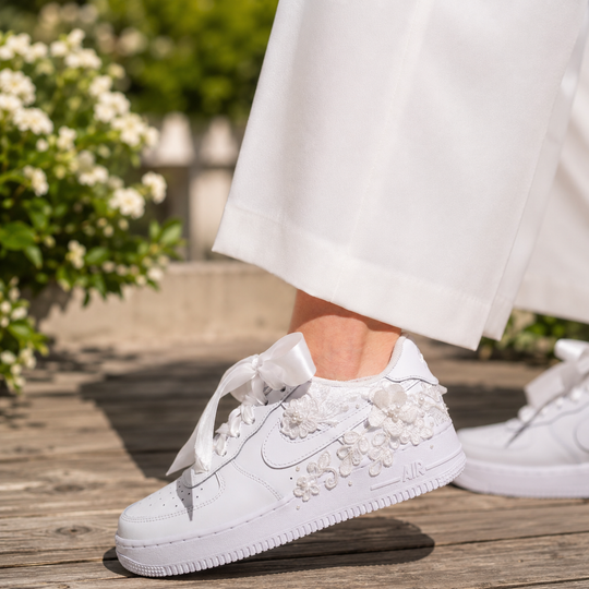 Custom Air Force 1 Wedding Sneaker, Gift for her, Custom White Wedding shoes