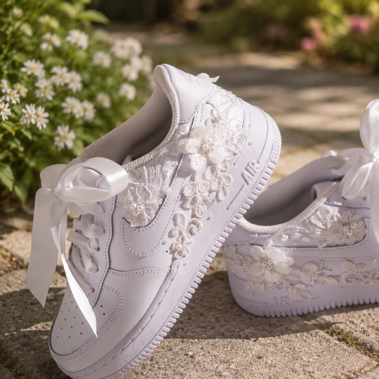 Custom Air Force 1 Wedding Sneaker, Gift for her, Custom White Wedding shoes