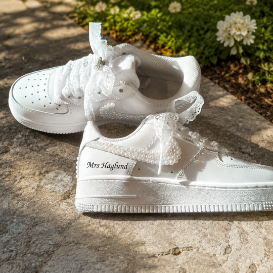Custom Air Force 1 Wedding Sneaker, Gift for her, Custom White Wedding shoes