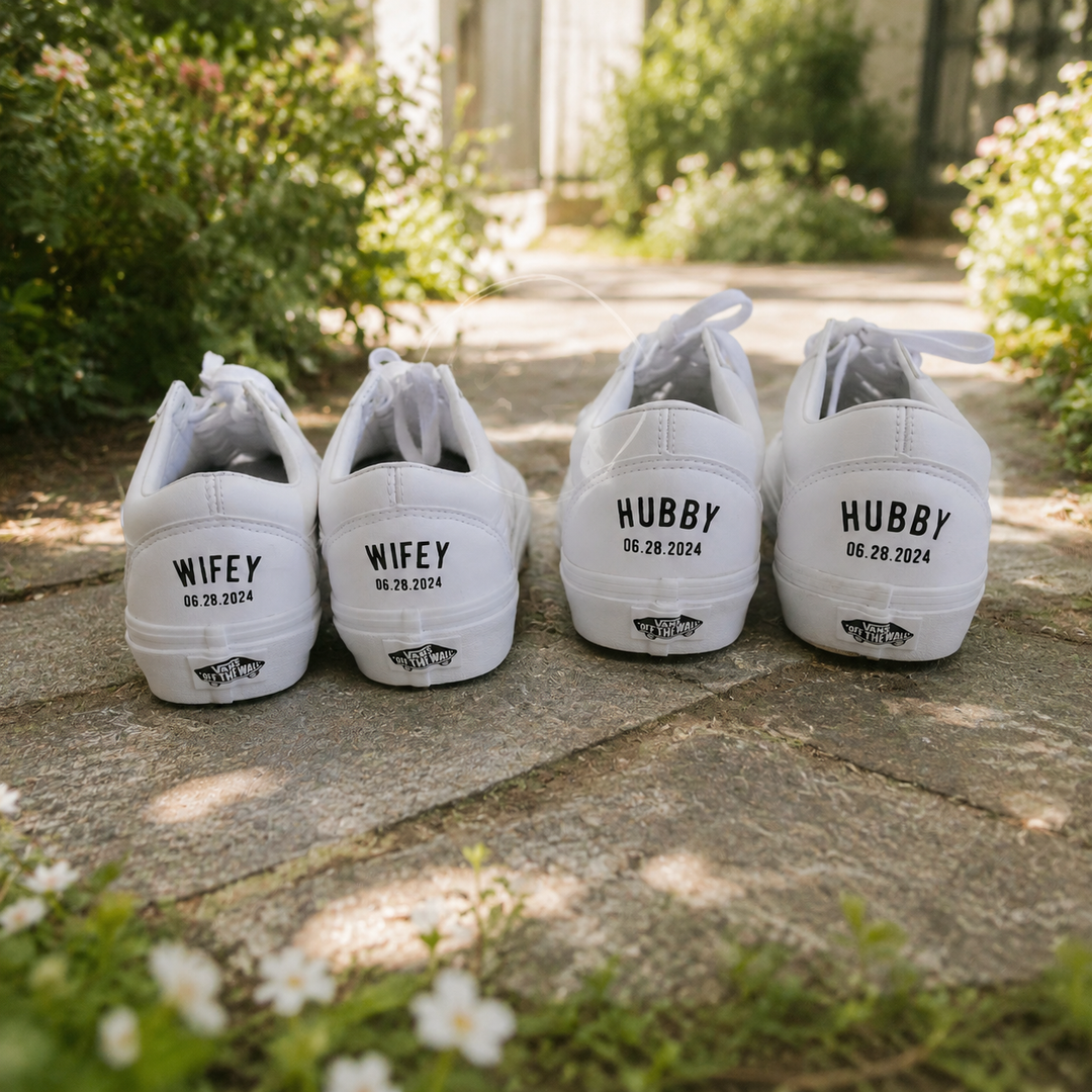 Custom Vans Wedding Sneaker, Gift for her, Custom White Wedding shoes