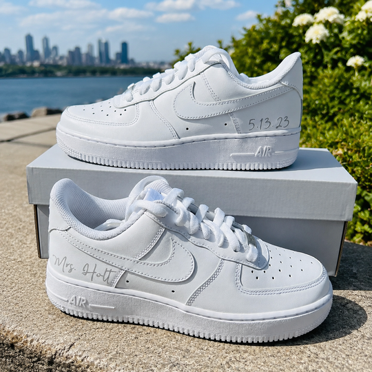 Custom Air Force 1 Wedding Sneaker, Gift for her, Custom White Wedding shoes