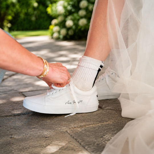 Custom Vans Wedding Sneaker, Gift for her, Custom White Wedding shoes