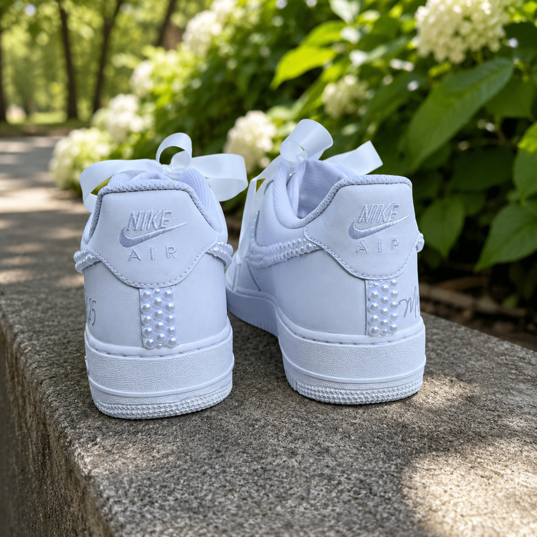 Custom Air Force 1 Wedding Sneaker, Gift for her, Custom White Wedding shoes